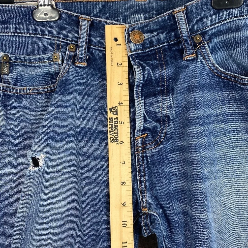 Abercrombie & Fitch distressed jeans mid rise straight leg 31x32 Y2K button fly